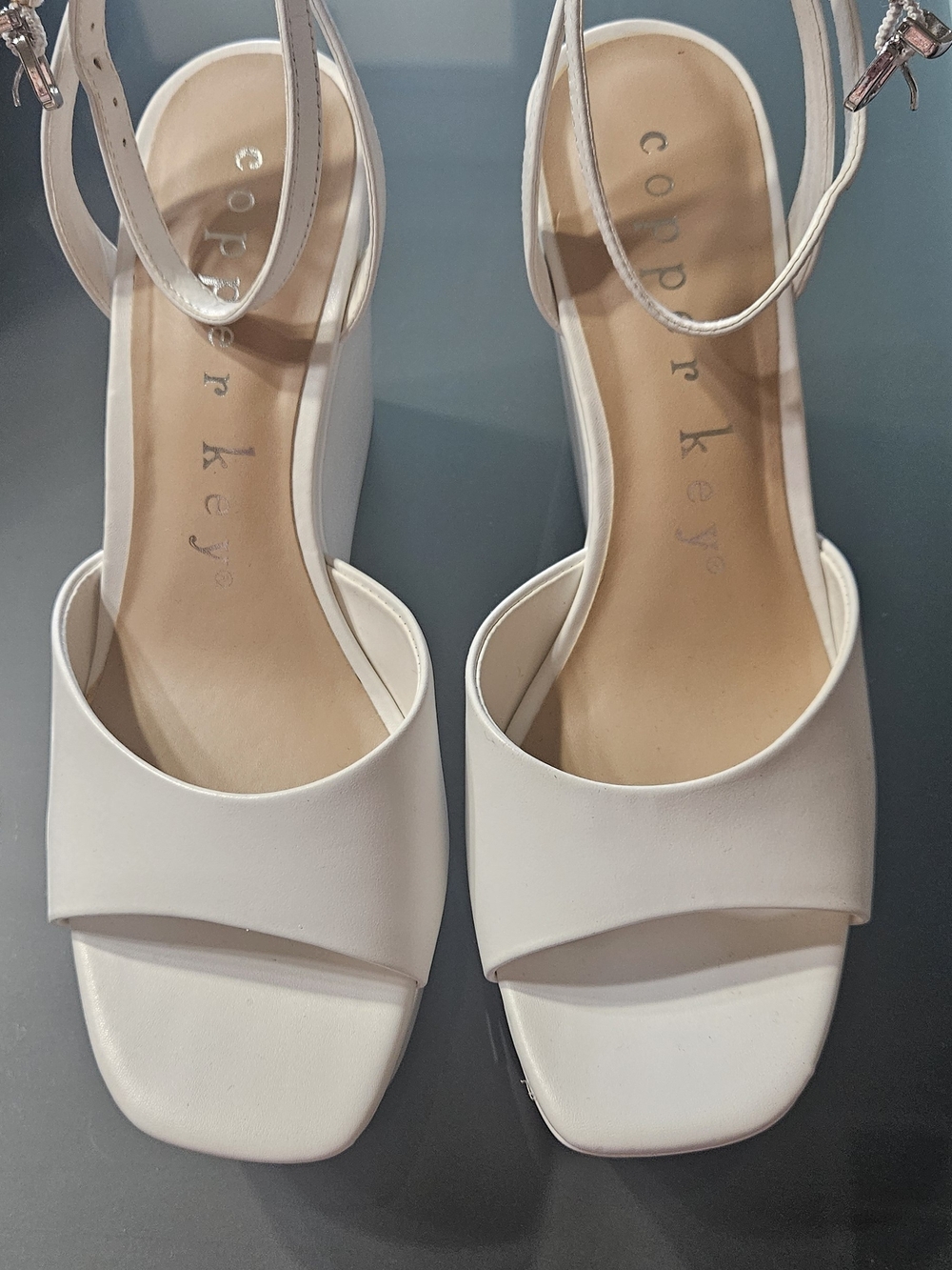 Copper Key Cream Open-Toe Ankle Strap Sandals